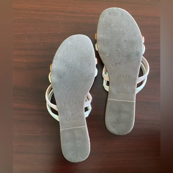 J Crew factory seaside strappy slide sandal neutral EUC - Picture 5 of 5